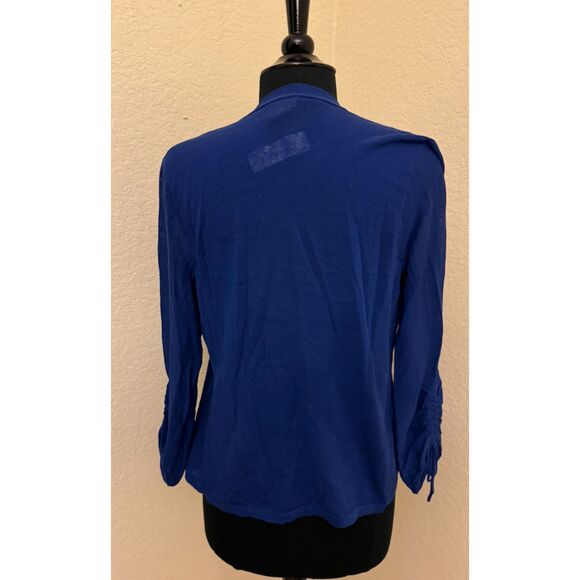 Chico's Royal Blue Cardigan Tie Gathered Sleeves - Sz 1 (M/8) - Picture 3 of 10